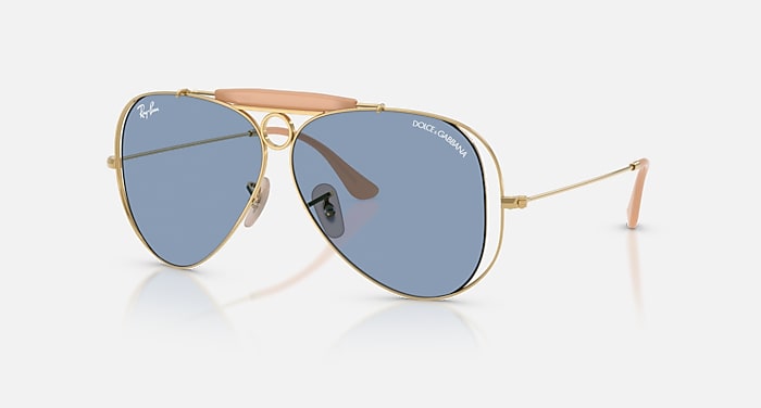 THE SHOOTER BY DOLCE&GABBANA Sunglasses in Arista Gold and Light Blue -  RB3138M