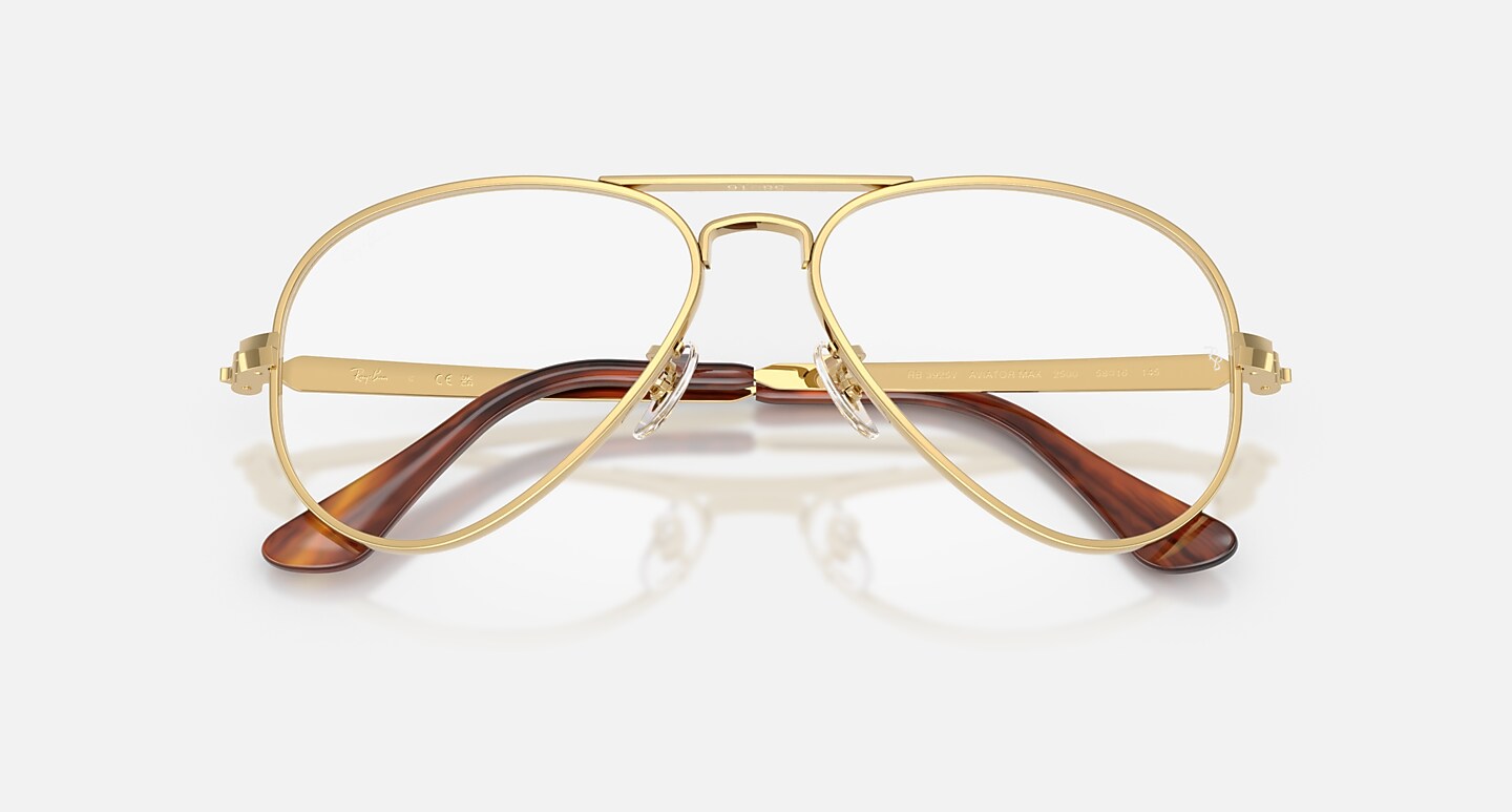 Ray-Ban Eyeglasses Unisex Aviator Max Prescription - Arista Gold Frame Clear Lenses 58-16 Polarized
