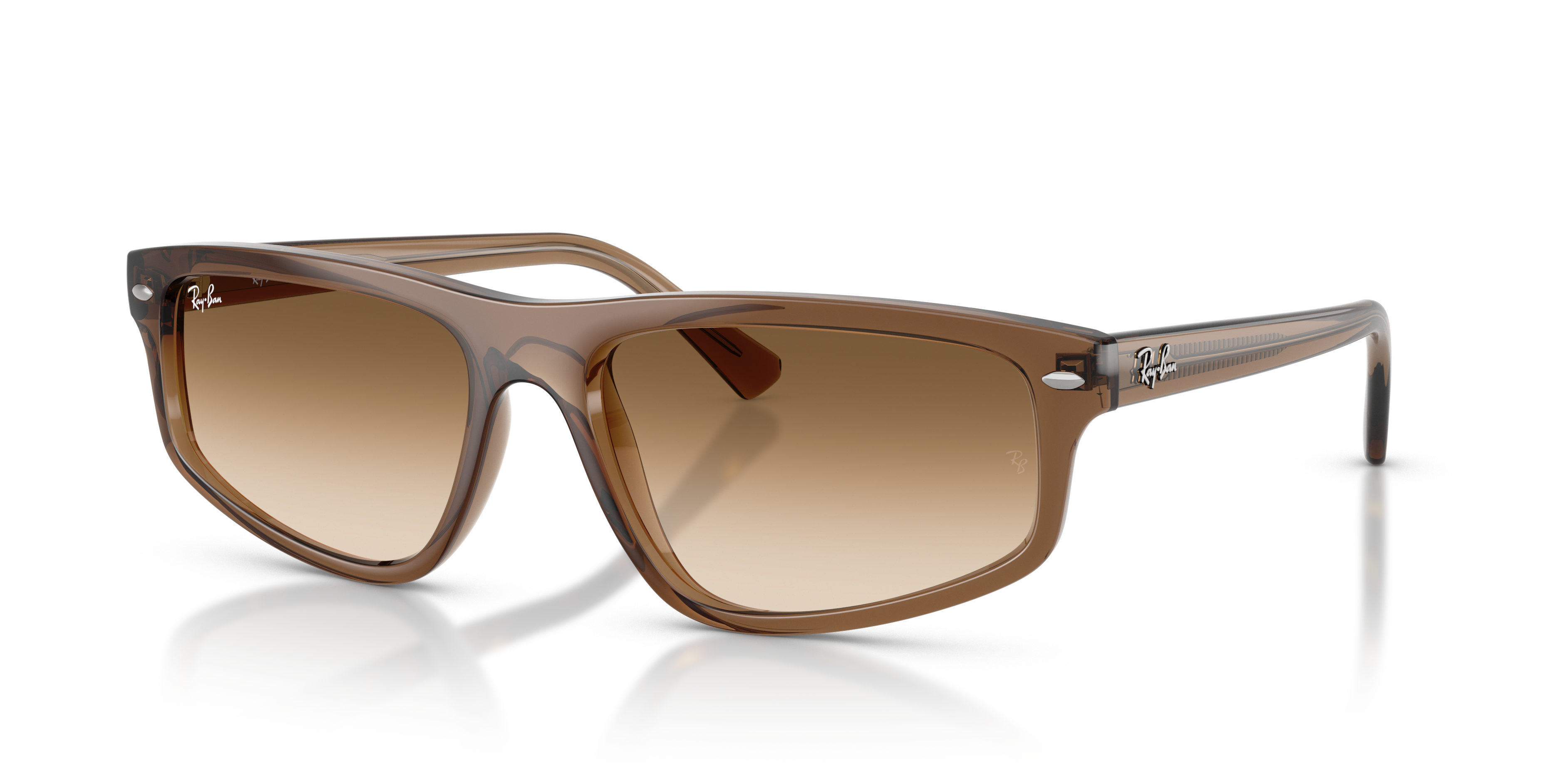 RB2225 Polished Transparent Light Brown Frame Clear Gradient Brown Lenses 57-18