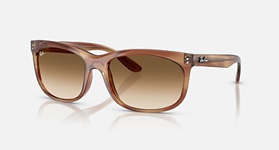 未使用級Ray-Ban サングラス クリアベージュ ブラウンレンズ ケース付き Ray-Ban クリアベージュ ラウンドサングラス - メルカリ