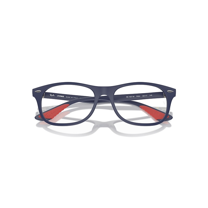 Ray-Ban Rb7307m Optics Scuderia Ferrari Collection Eyeglasses Blue Frame Clear Lenses Polarized 52-17
