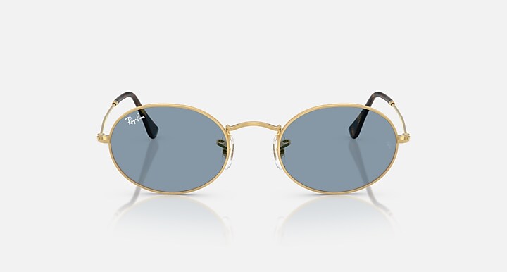 Ray-Ban Sunglasses Unisex Oval Metal Summer Capsule - Arista Gold Frame Blue Lenses 51-21