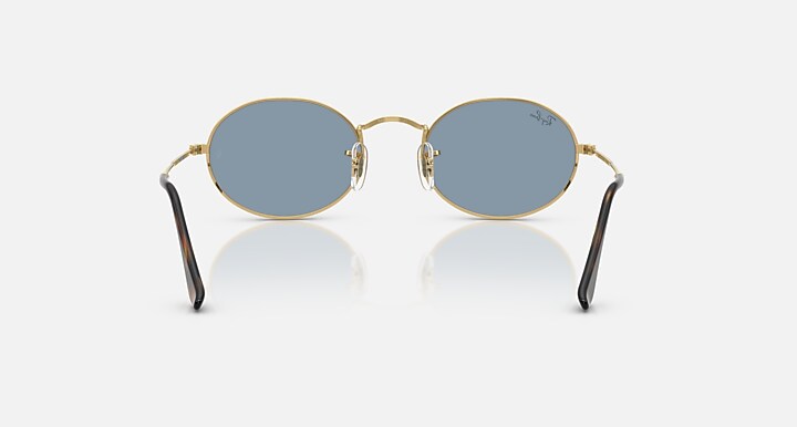 Ray-Ban Sunglasses Unisex Oval Metal Summer Capsule - Arista Gold Frame Blue Lenses 51-21