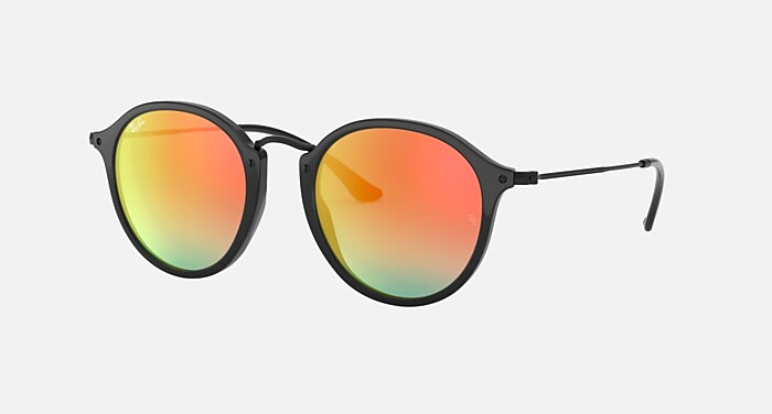 ROUND FLECK FLASH LENSES GRADIENT Sunglasses in Black and Orange 