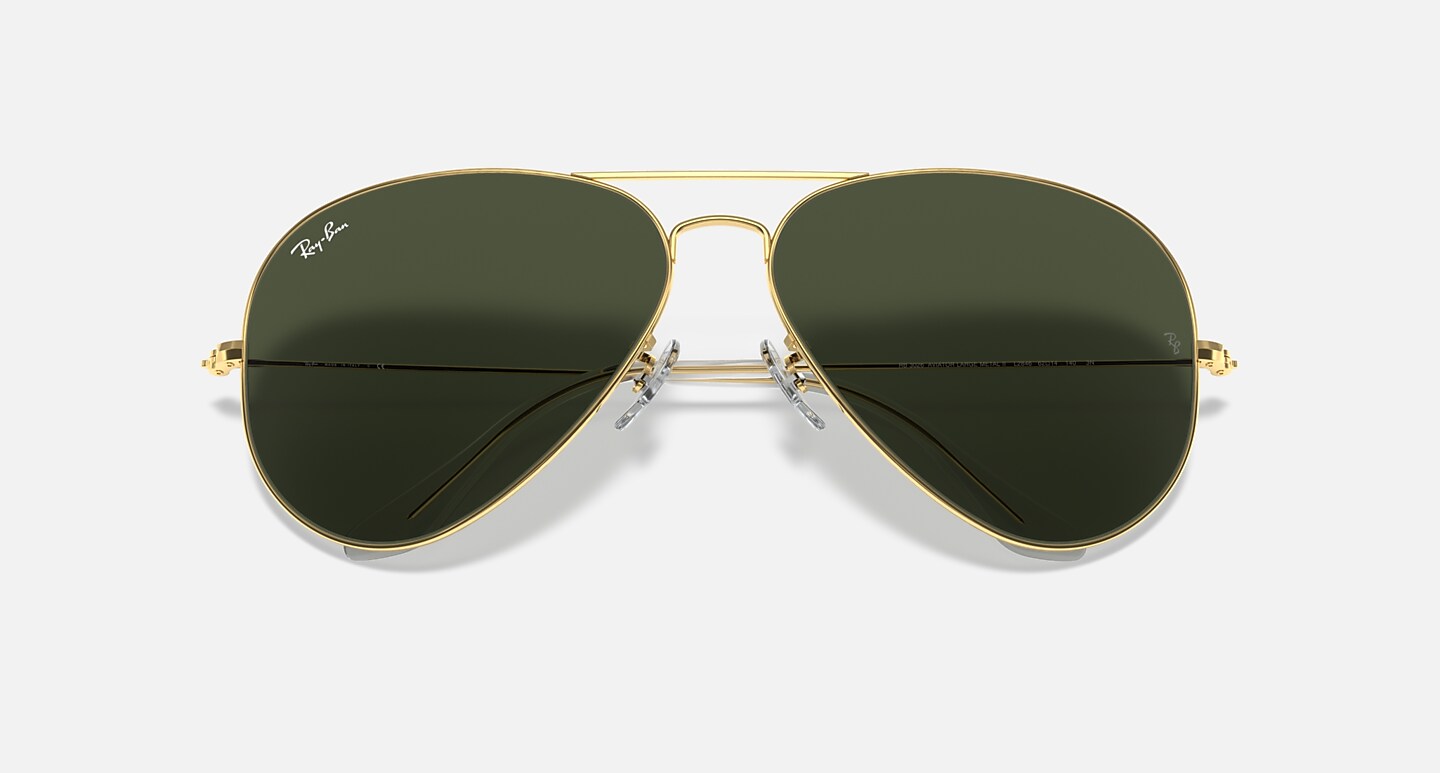 Ray-Ban Sunglasses Aviator Large Metal II Gold Frame Green Lenses