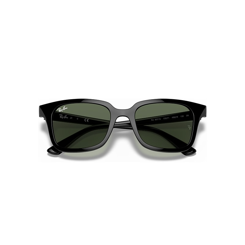 Ray-Ban Rb9071s Kids Sunglasses Black Frame Green Lenses 48-18