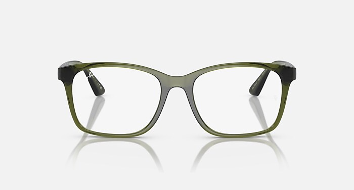Ray-Ban Eyeglasses Unisex Rb7059 Optics Prescription - Transparent Olive Frame Clear Lenses 55-18 Polarized