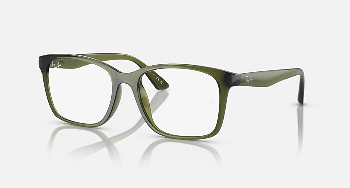 Ray-Ban Eyeglasses Unisex Rb7059 Optics Prescription - Transparent Olive Frame Clear Lenses 55-18 Polarized