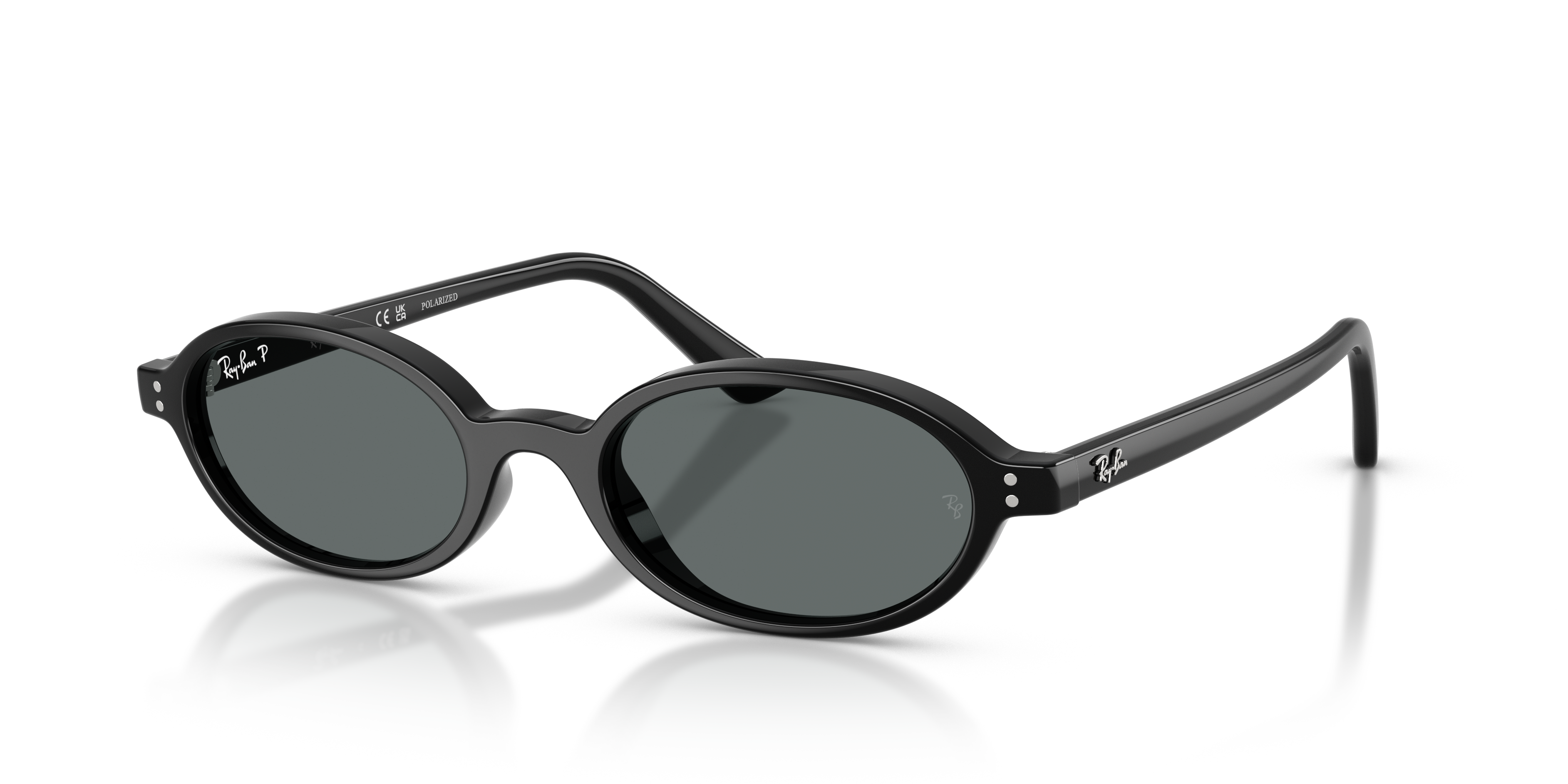 KHAL BIO-BASED Polished Black Frame Dark Grey Polarized Lenses 48-20