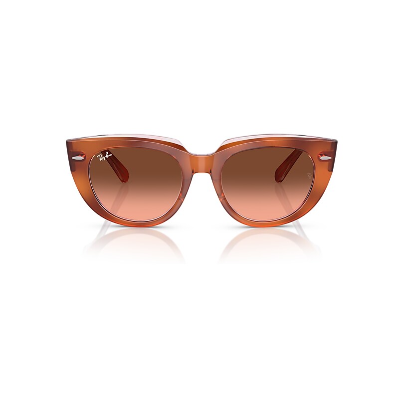 Ray Ban Doreen Sunglasses Red Havana On Transparent Multicolor Frame Pink Lenses 52-20 In Red Havana On Transparent Multicolor