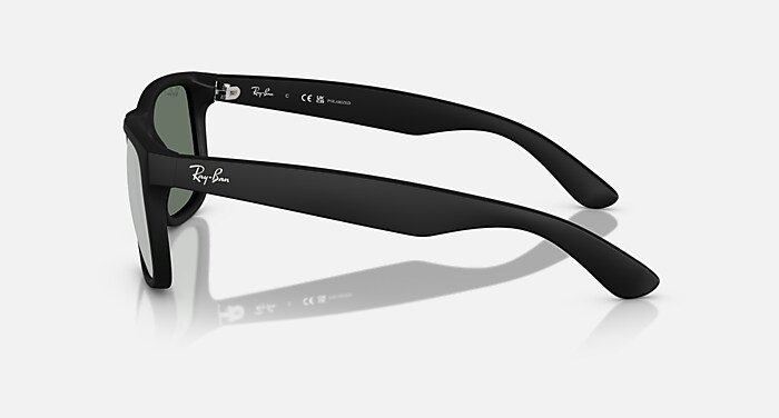 JUSTIN CLASSIC Sunglasses in Rubber Black and Green Mirror Silver