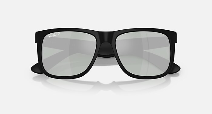 JUSTIN CLASSIC Sunglasses in Rubber Black and Green Mirror Silver