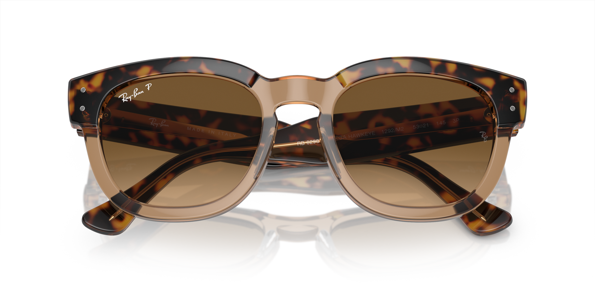 Like New Ray Ban Hawkeye Color Polished Havana on Transparent Brown Lenses Brown Ray Ban Hawkeye 50mm RB 2298 954/33 Stripped Havana Brown  main image 4