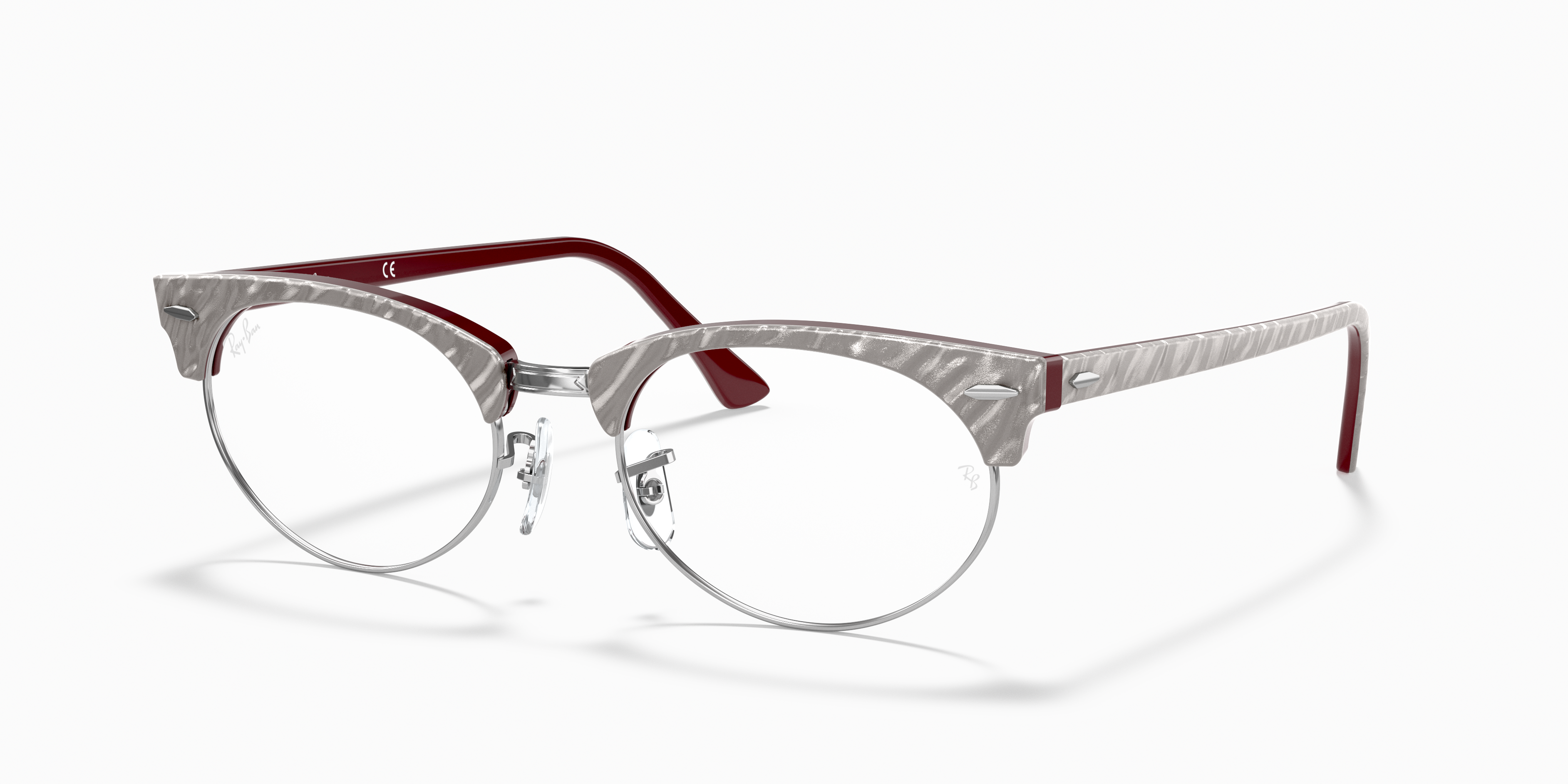 CLUBMASTER OVAL OPTICS Polished Light Grey Frame Clear Lenses 52-19
