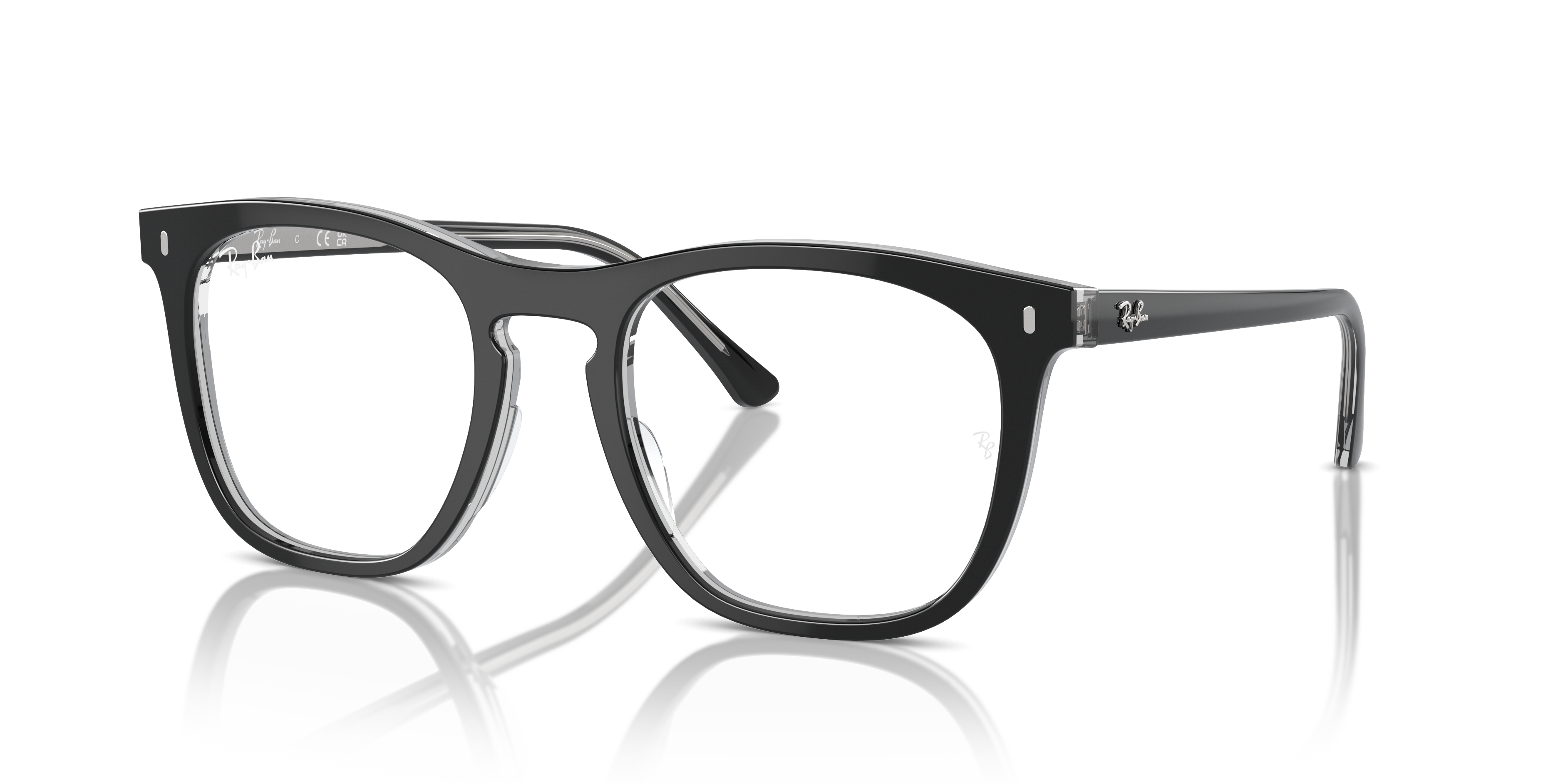 RB2210V OPTICS Polished Dark Grey On Transparent Light Grey Frame Clear Lenses 51-21