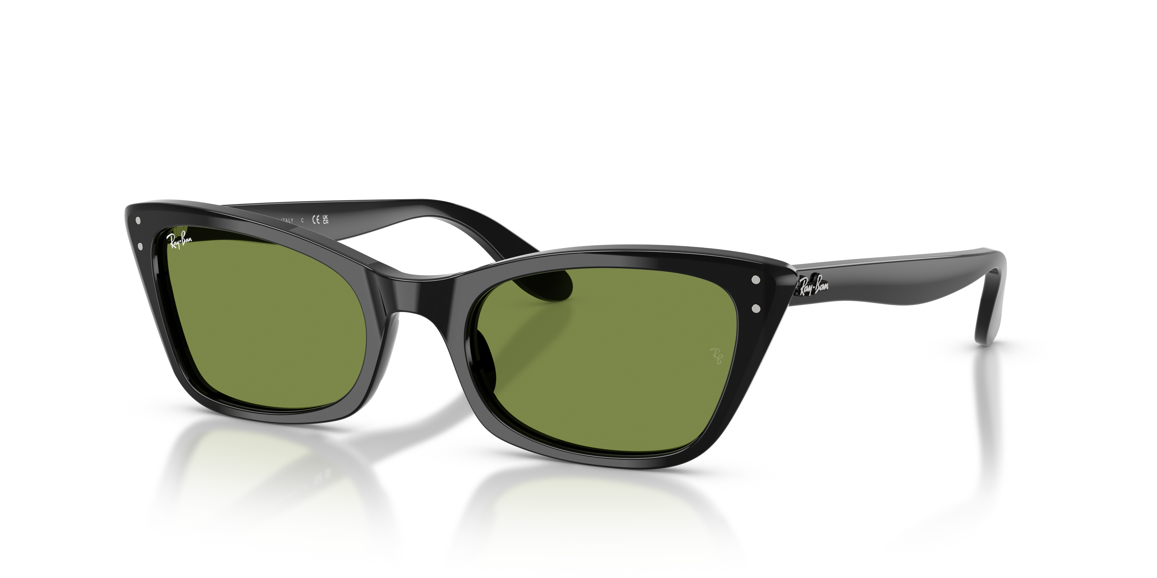 LADY BURBANK Polished Black Frame Green Lenses 52-20