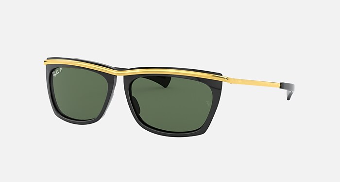 Ray-Ban Olympian II DX レンズ G-15 グリーン OLYMPIAN II DELUXE Sunglasses in Black and G-15 Green