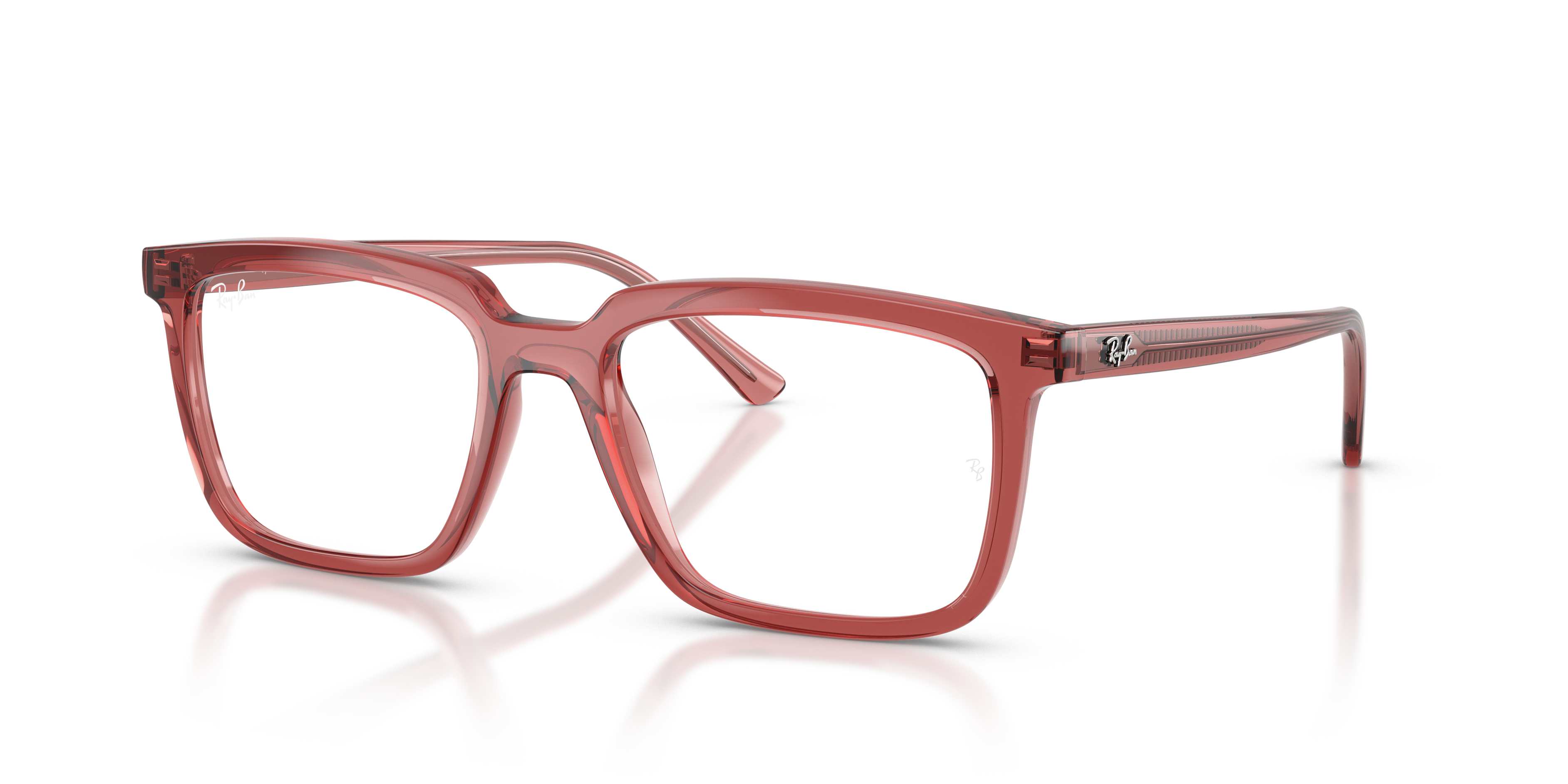 ALAIN OPTICS Polished Transparent Red Frame Clear Lenses 52-18