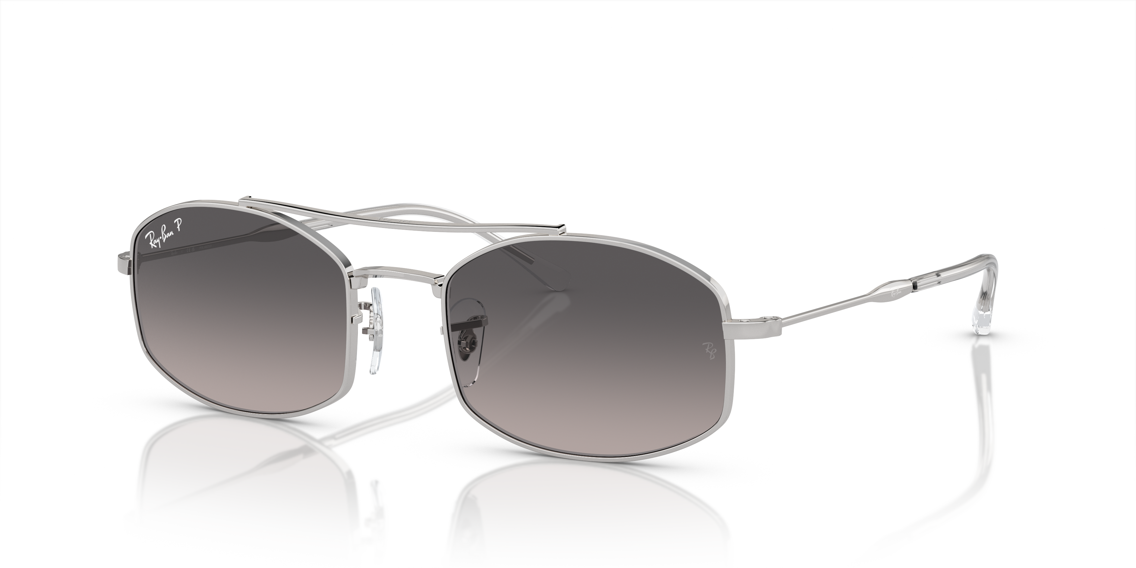 RB3719 Polished Silver Frame Light Grey Lenses 54-20