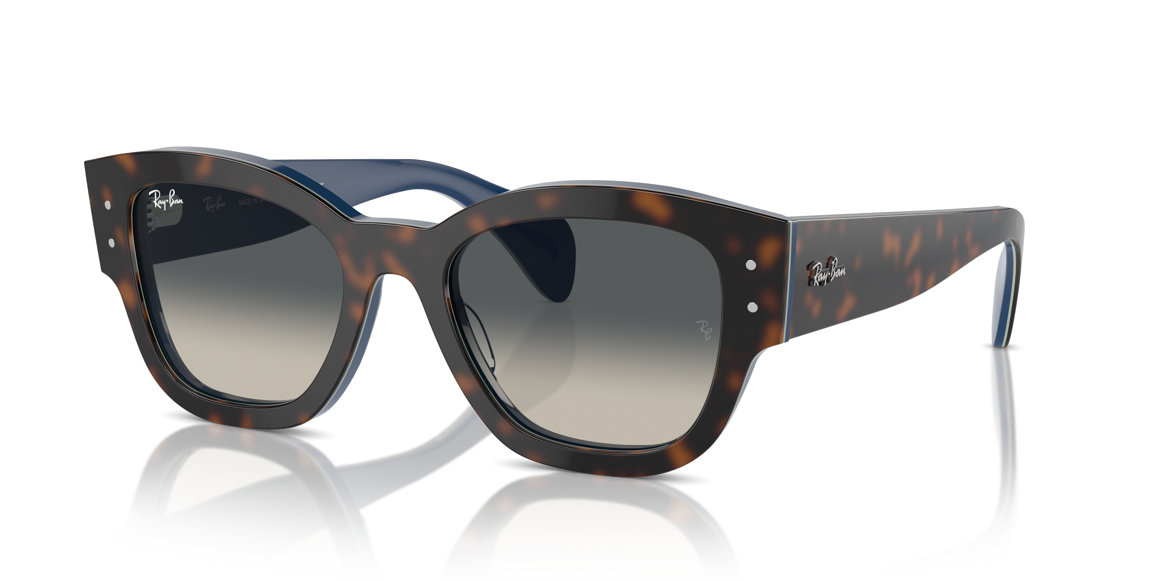 JORGE Polished Havana Grey On Blue Frame Grey Lenses 52-20