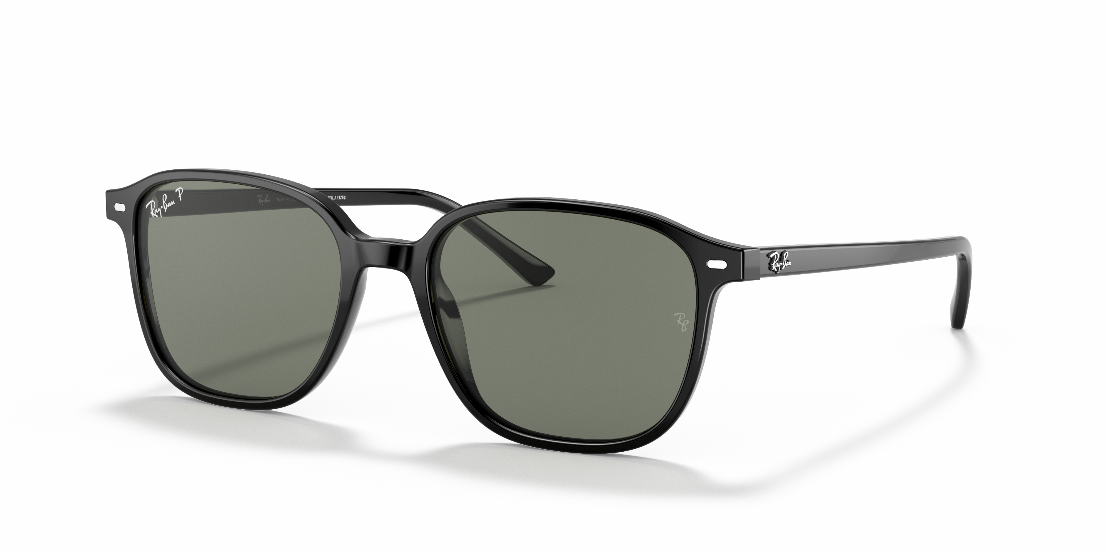 LEONARD Polished Black Frame G-15 Green Lenses 53-18