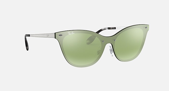 BLAZE CAT EYE Sunglasses in Silver and Dark Green/Silver 