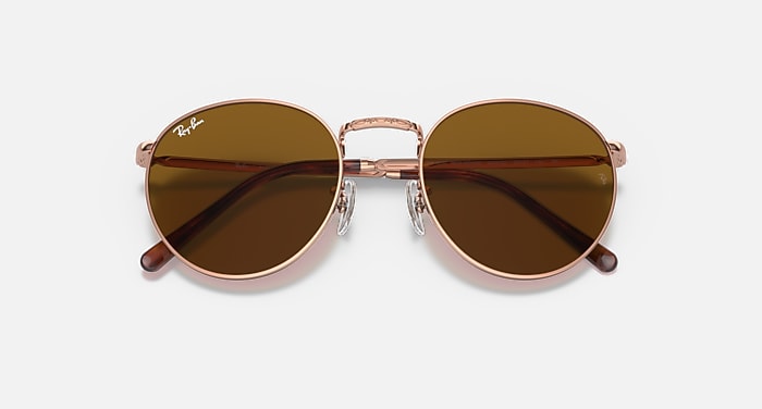 NEW ROUND Sunglasses in Rose Gold and Brown RB3637 Ray-Ban® GB