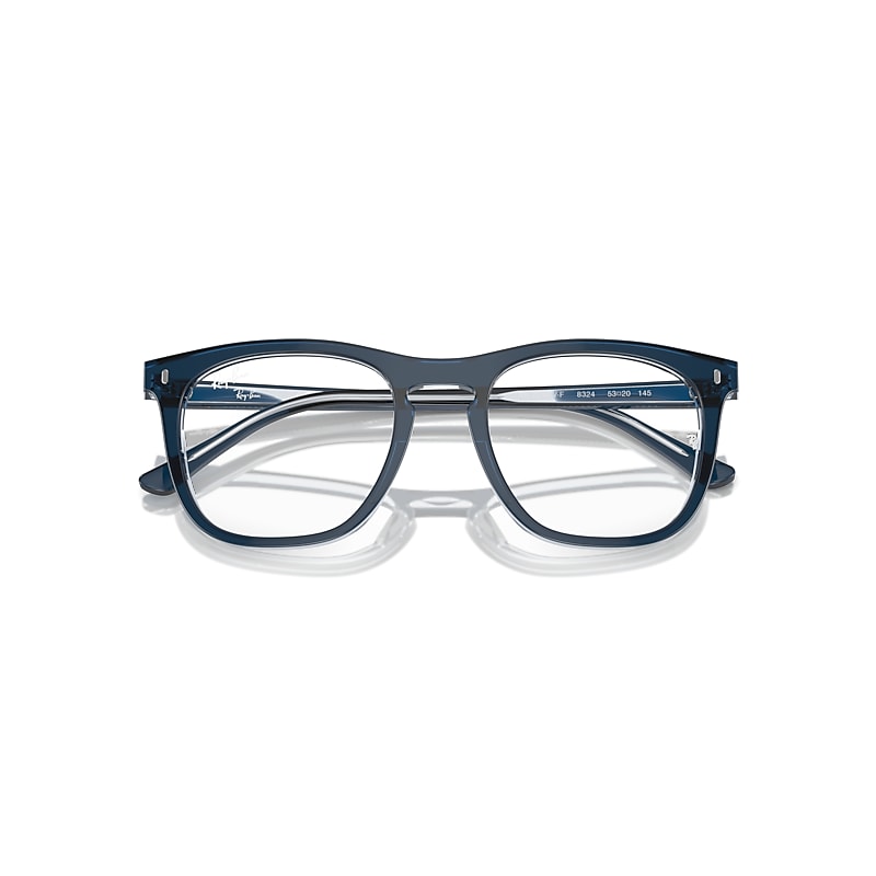 Ray-Ban Rb2210v Optics Eyeglasses Blue On Transparent Blue Frame Clear Lenses Polarized 53-21