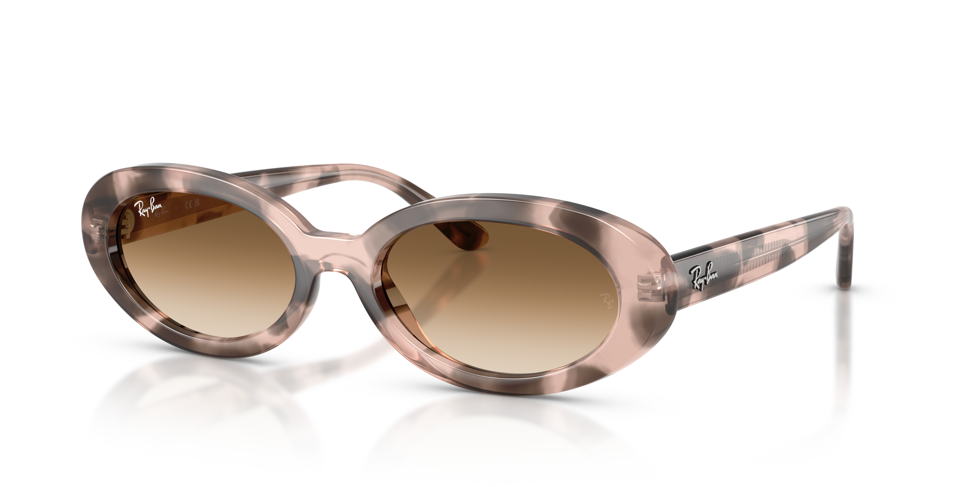 RB2223 Polished Opal Pink Havana Frame Clear Gradient Brown Lenses 54-19