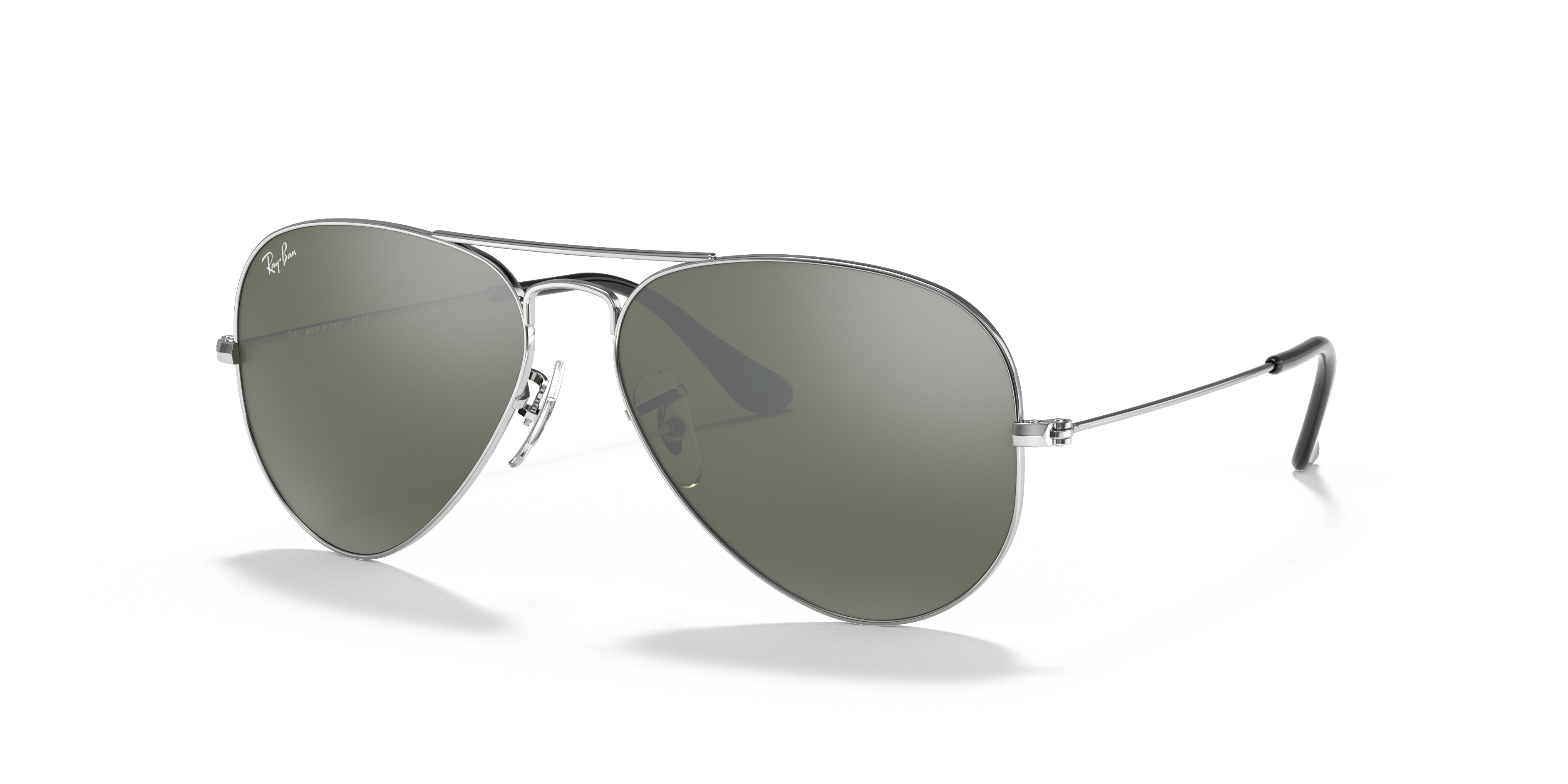 AVIATOR MIRROR Polished Silver Frame Grey Lenses 55-14