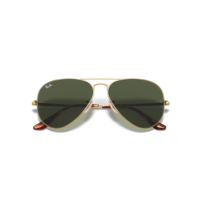 Ray-Ban Aviator Metal II Sunglasses Arista Gold Frame Green Lenses 58-14