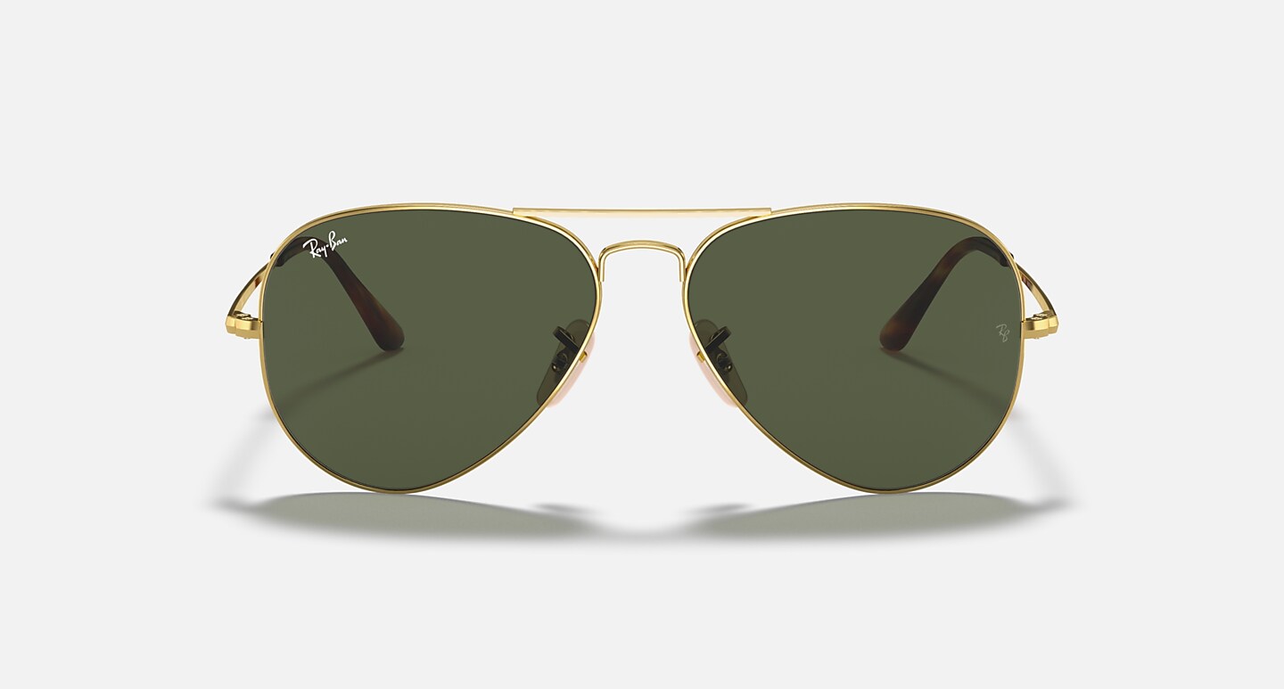 Ray-Ban Sunglasses Unisex Aviator Metal II - Black Frame Green Lenses 62-14