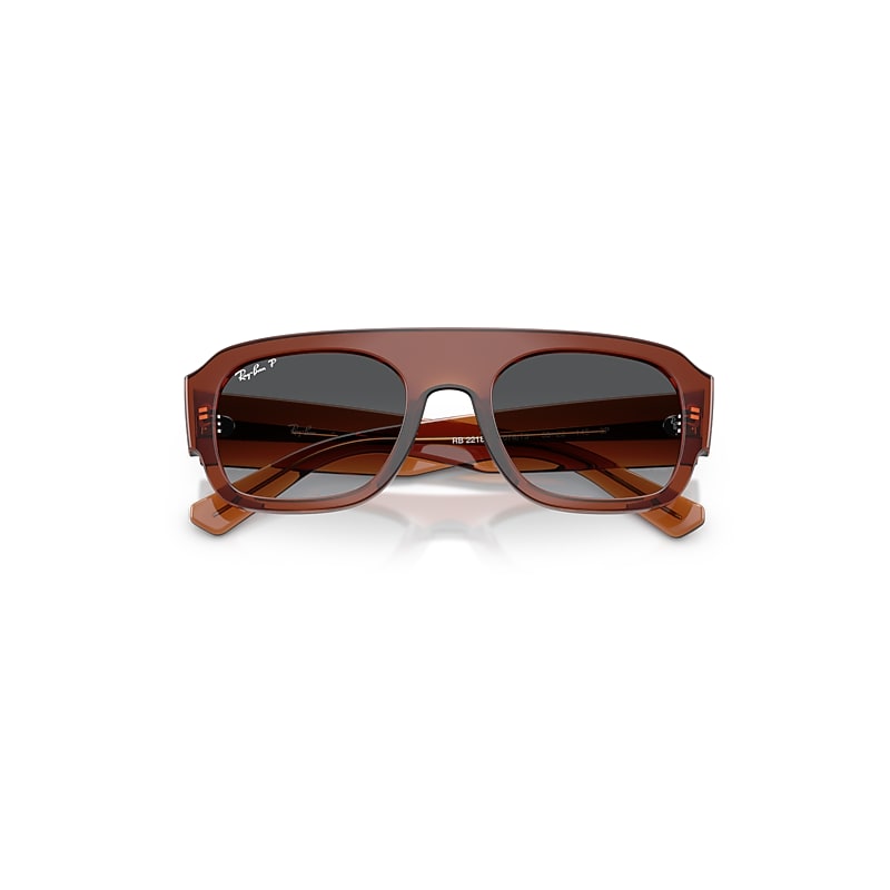 Ray Ban Rb2218 Sunglasses Transparent Brown Frame Grey Lenses Polarized 55-22 In Brown