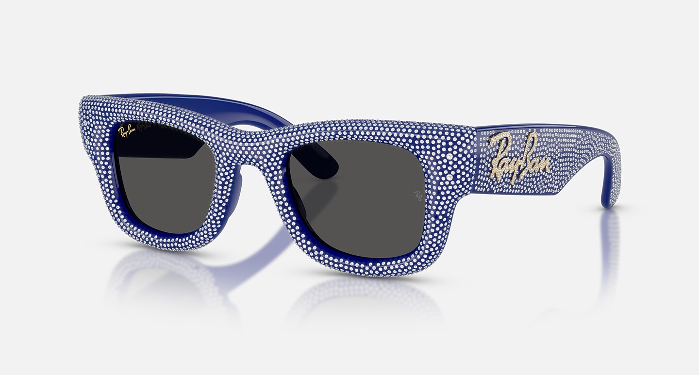 Ray-Ban Sunglasses Unisex Wayfarer Puffer Crystal Pavè Edition - Blue & Strass Pave Frame Black Lenses 47-23