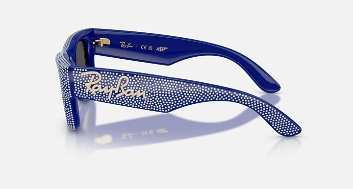 Ray-Ban Sunglasses Unisex Wayfarer Puffer Crystal Pavè Edition - Blue & Strass Pave Frame Black Lenses 47-23