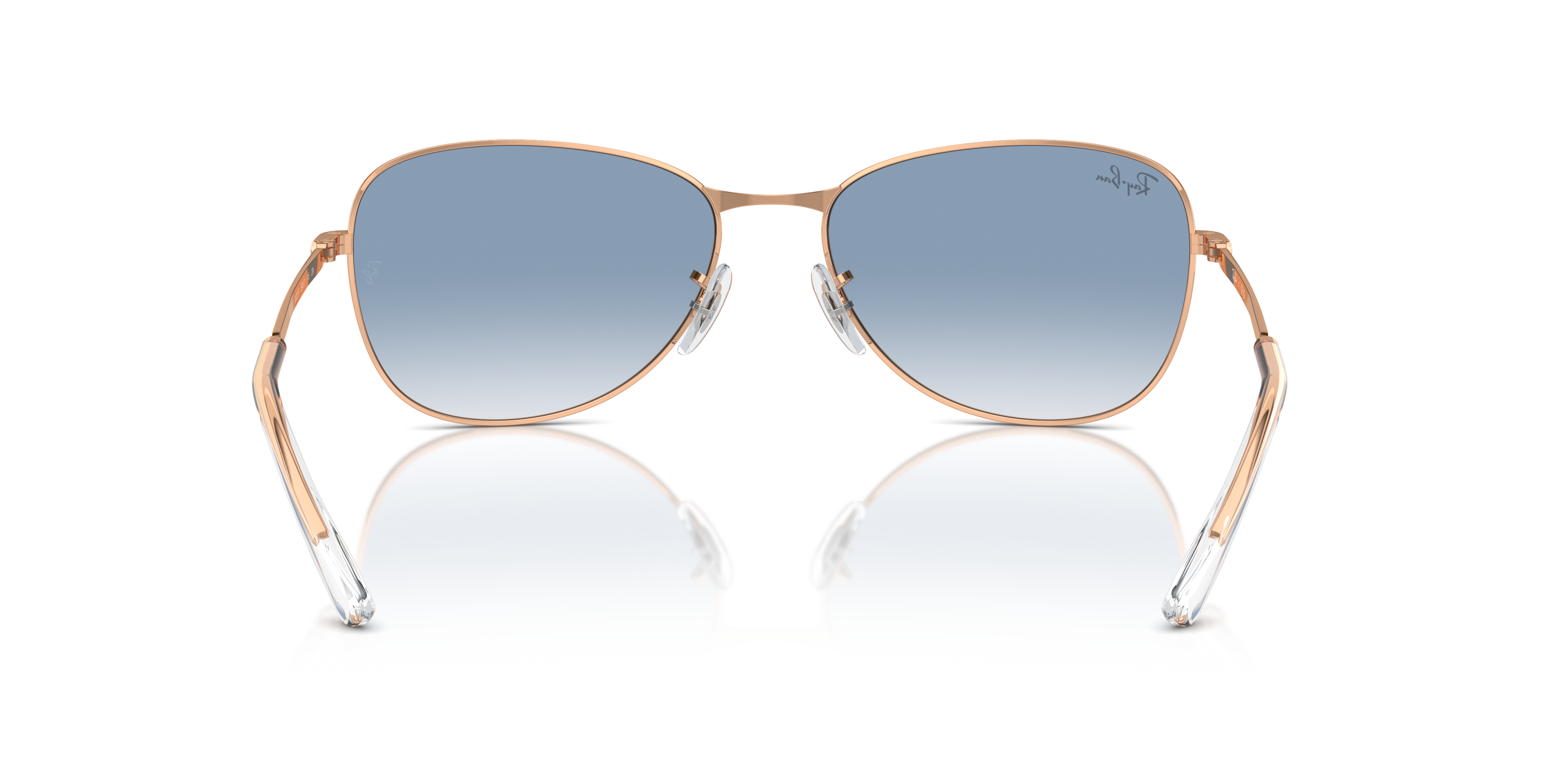 【関税込み】Ray-Ban ゴールド RB3733 サングラス RB3733 Sunglasses in Rose Gold and Clear & Blue - RB3733