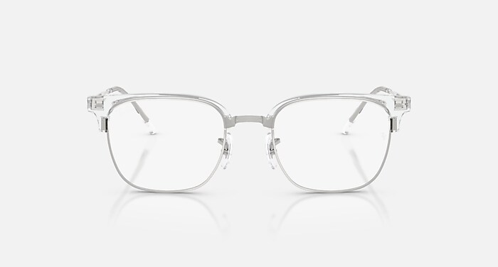 Ray-Ban Eyeglasses Unisex New Clubmaster Optics Prescription - Silver Frame Clear Lenses 53-20 Polarized