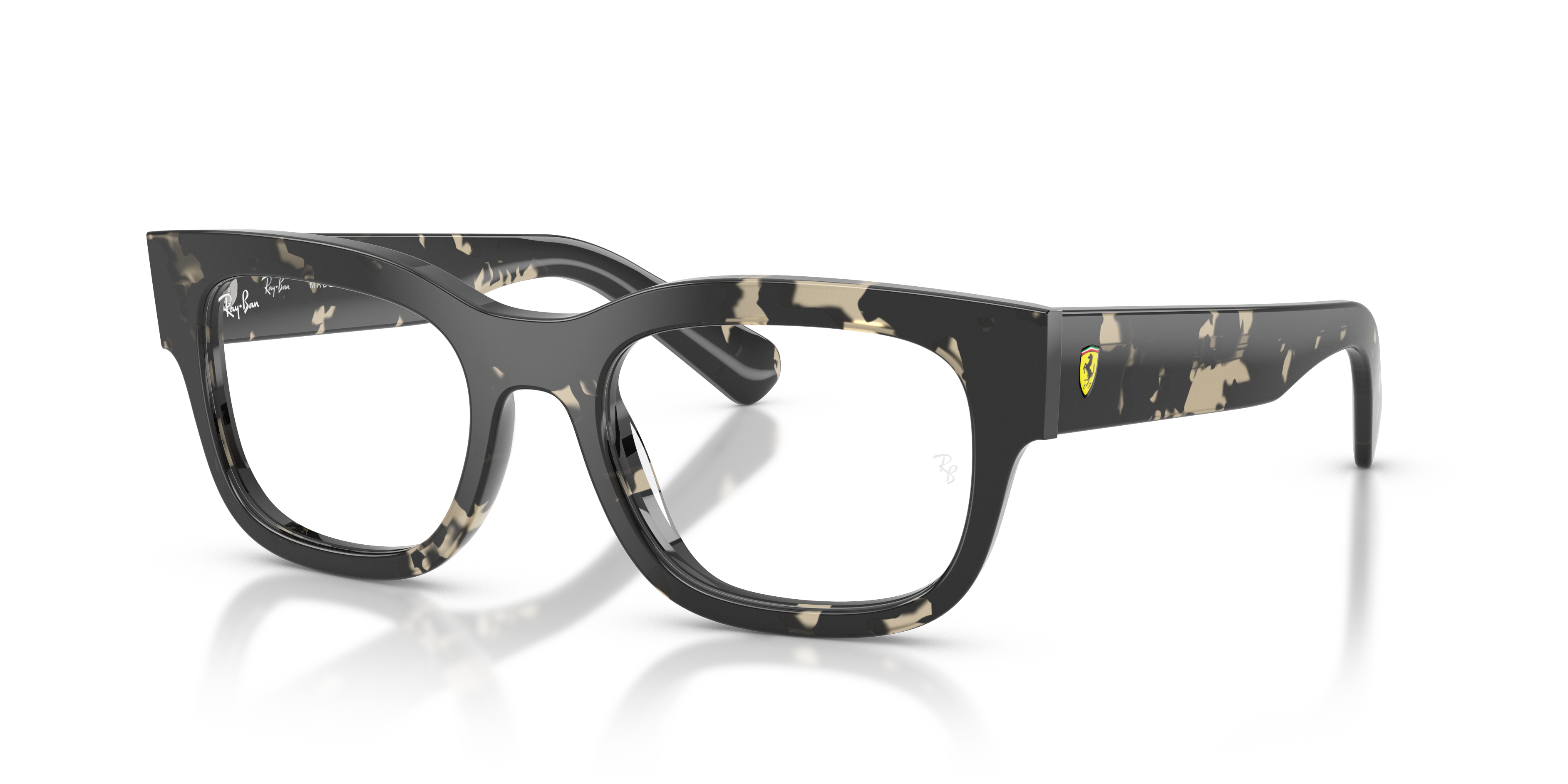 RB5528M OPTICS SCUDERIA FERRARI COLLECTION Polished Havana Grey Frame Clear Lenses 51-19