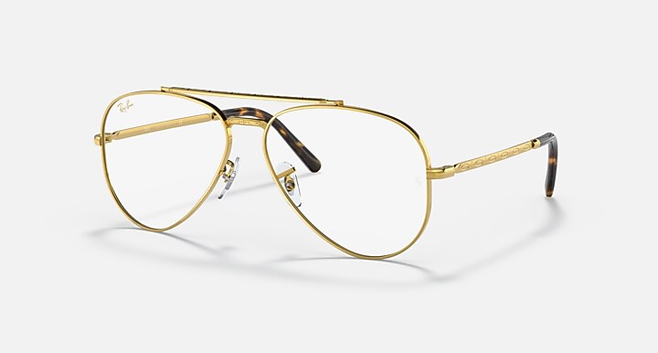 Ray-Ban Eyeglasses Unisex New Aviator Optics Prescription - Gold Frame Clear Lenses 58-14 Polarized