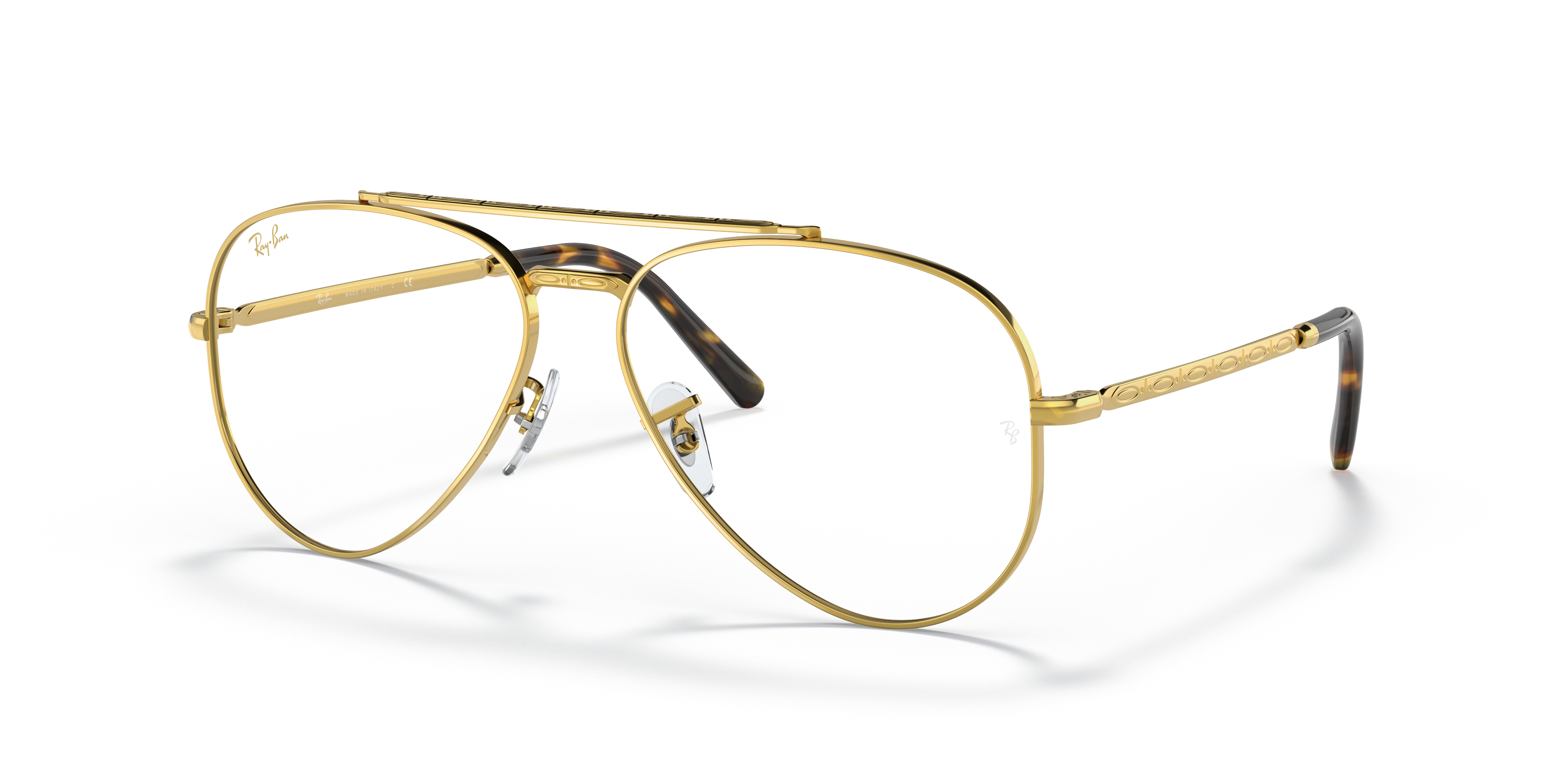 NEW AVIATOR OPTICS Polished Gold Frame Clear Lenses 55-14