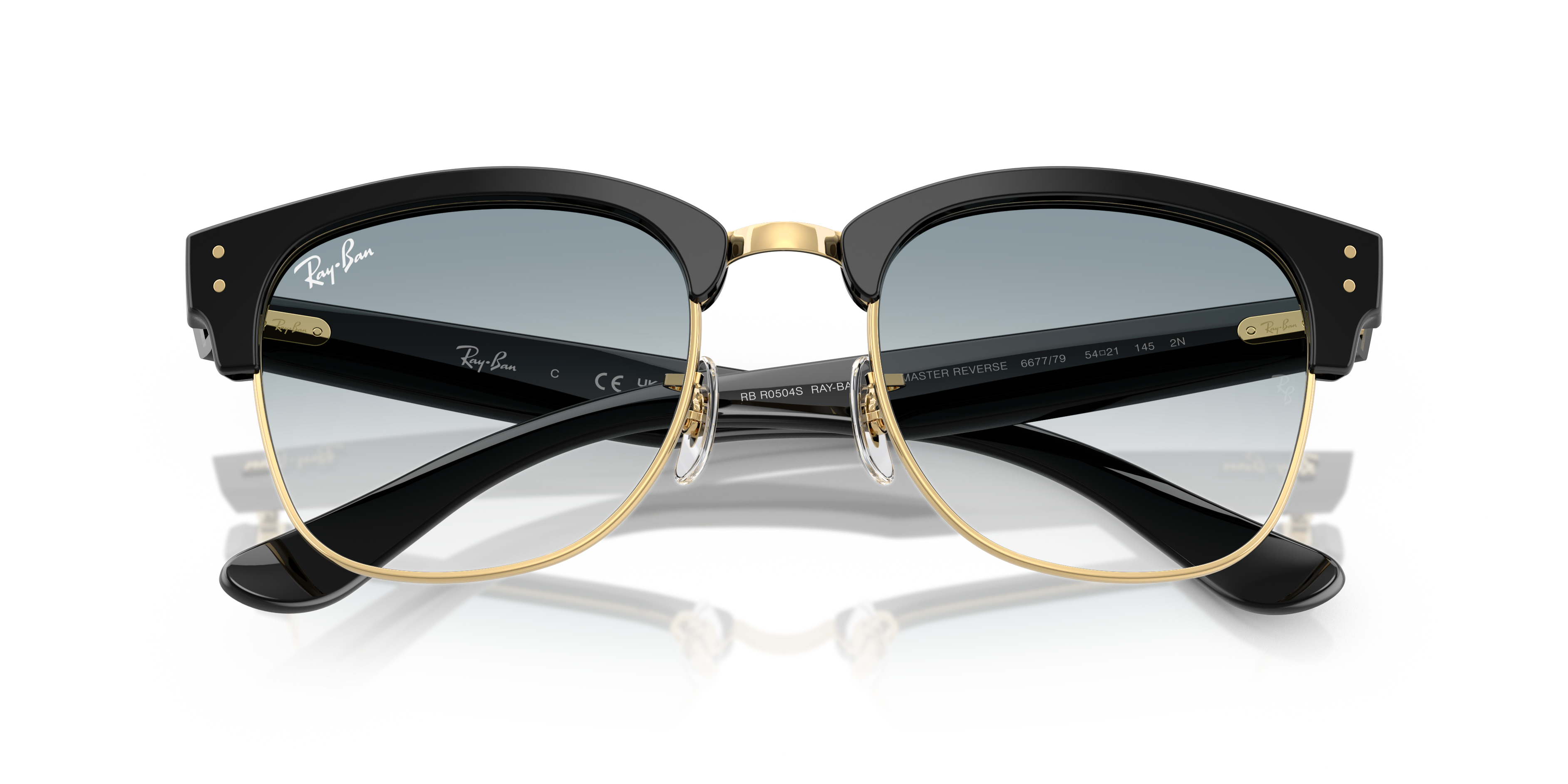 CLUBMASTER REVERSE Sunglasses in Black On Gold and Clear Gradient
