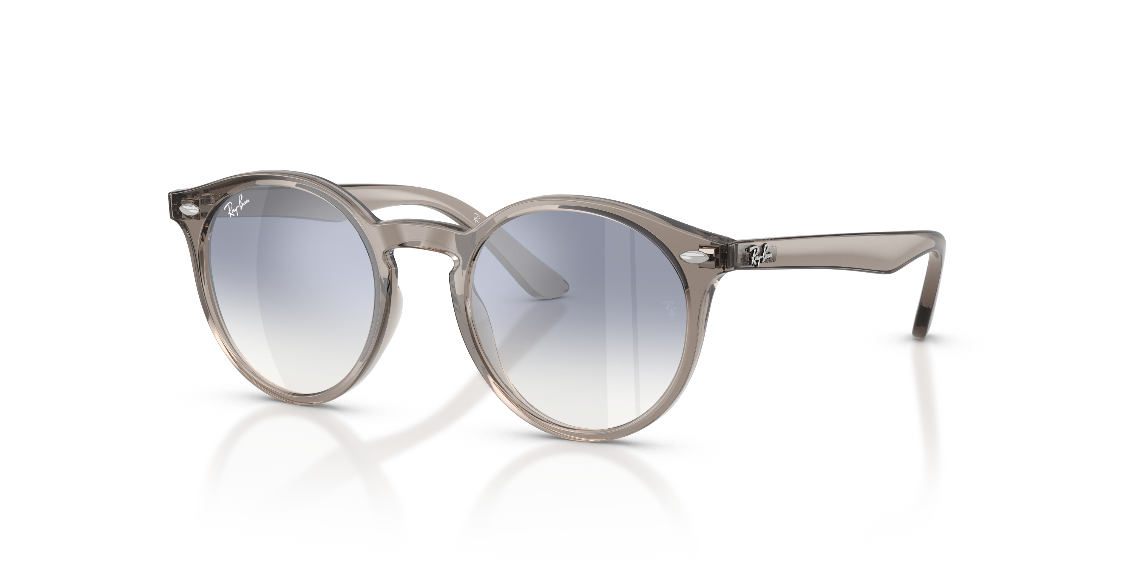 RB9064S KIDS Polished Transparent Grey Frame Clear Gradient Blue Mirror Silver Lenses 44-19