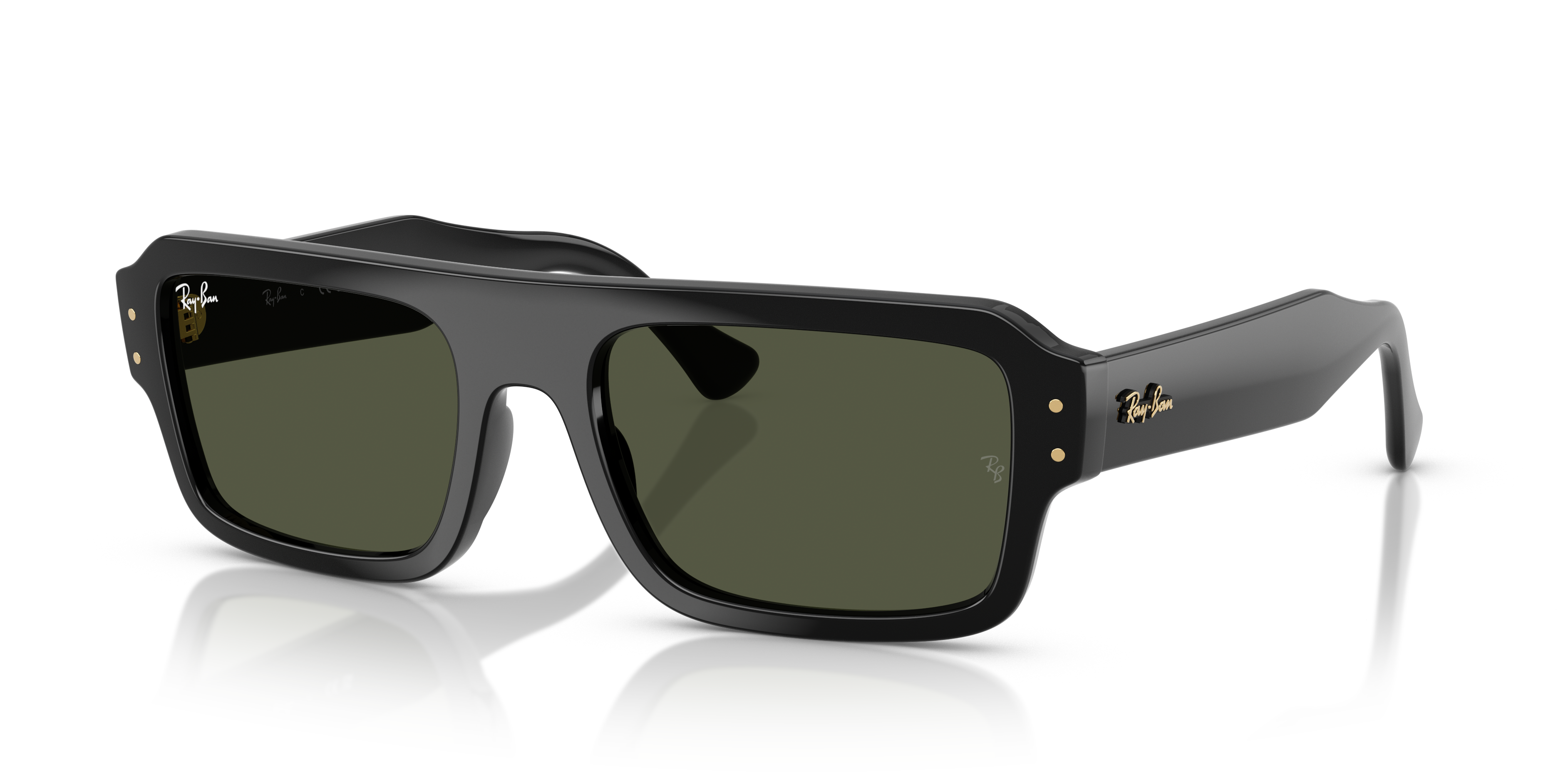 FLACKO BIO-BASED Polished Black Frame Green Lenses 53-20
