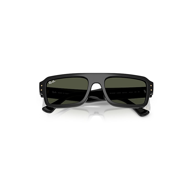 Ray Ban Lukas Bio-based Sunglasses Black Frame Green Lenses 53-20 In Black