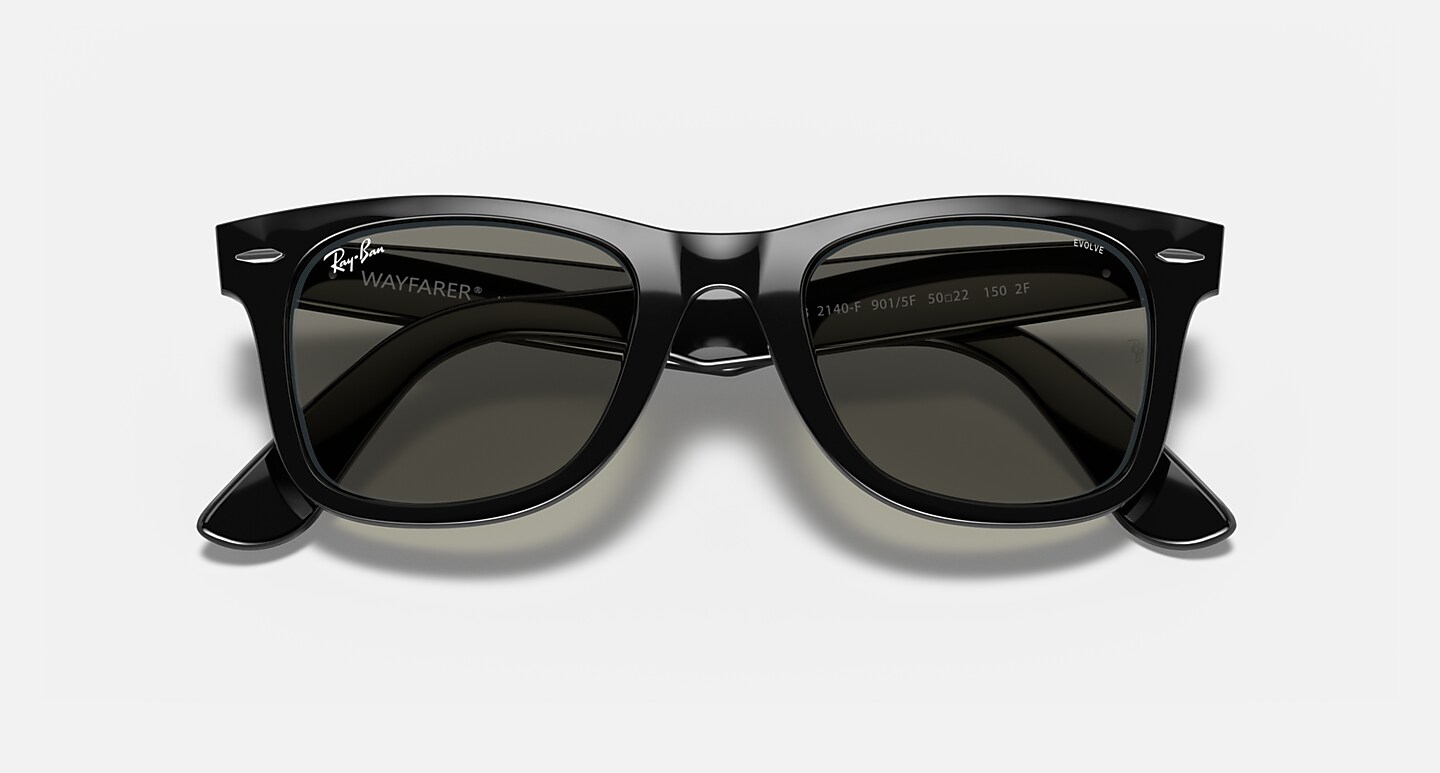 Ray-Ban Sunglasses Unisex Wayfarer Clear Evolve - Shiny Black Frame Grey Lenses 54-18