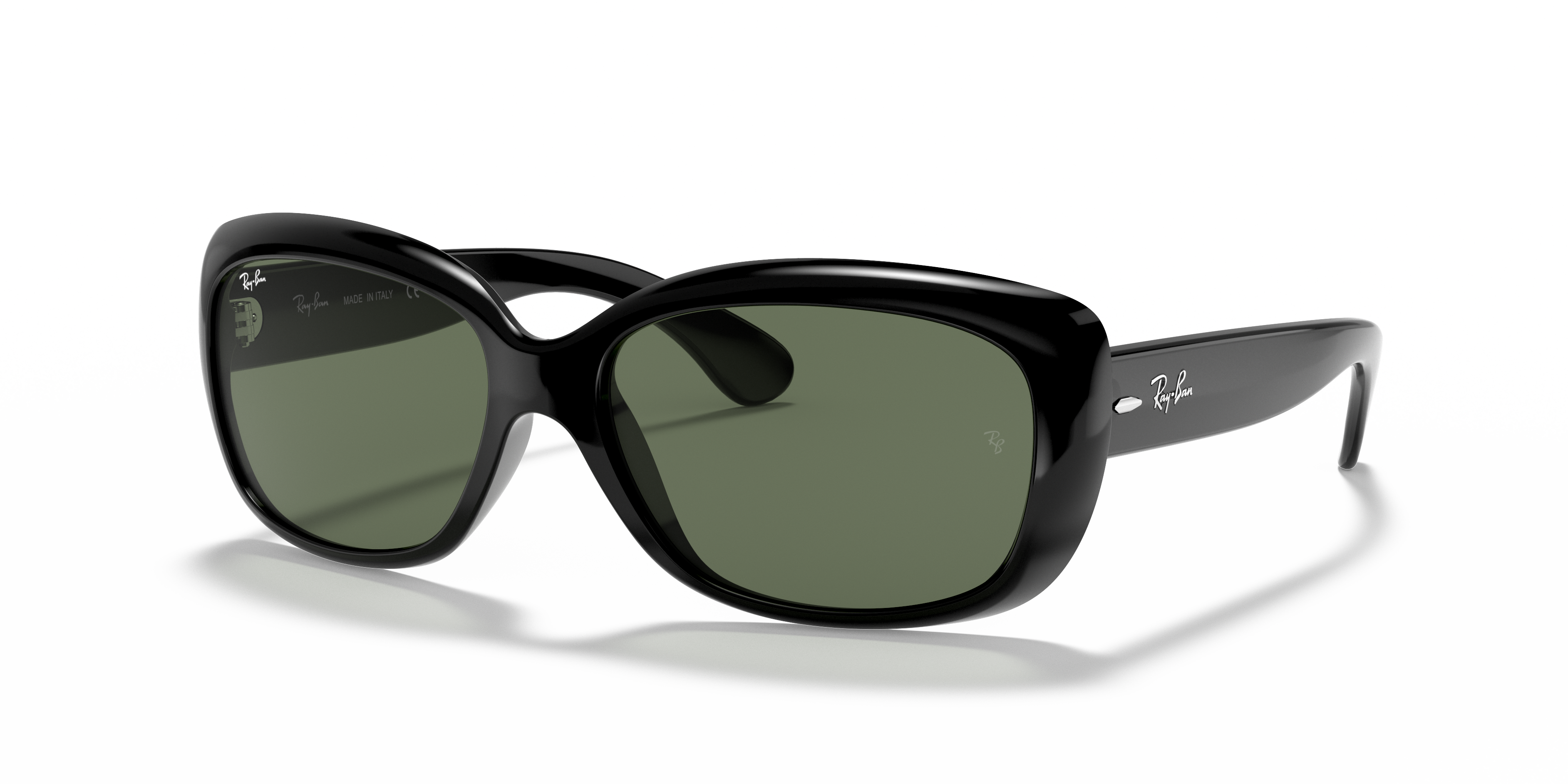 JACKIE OHH Polished Black Frame Dark Green Lenses 58-17