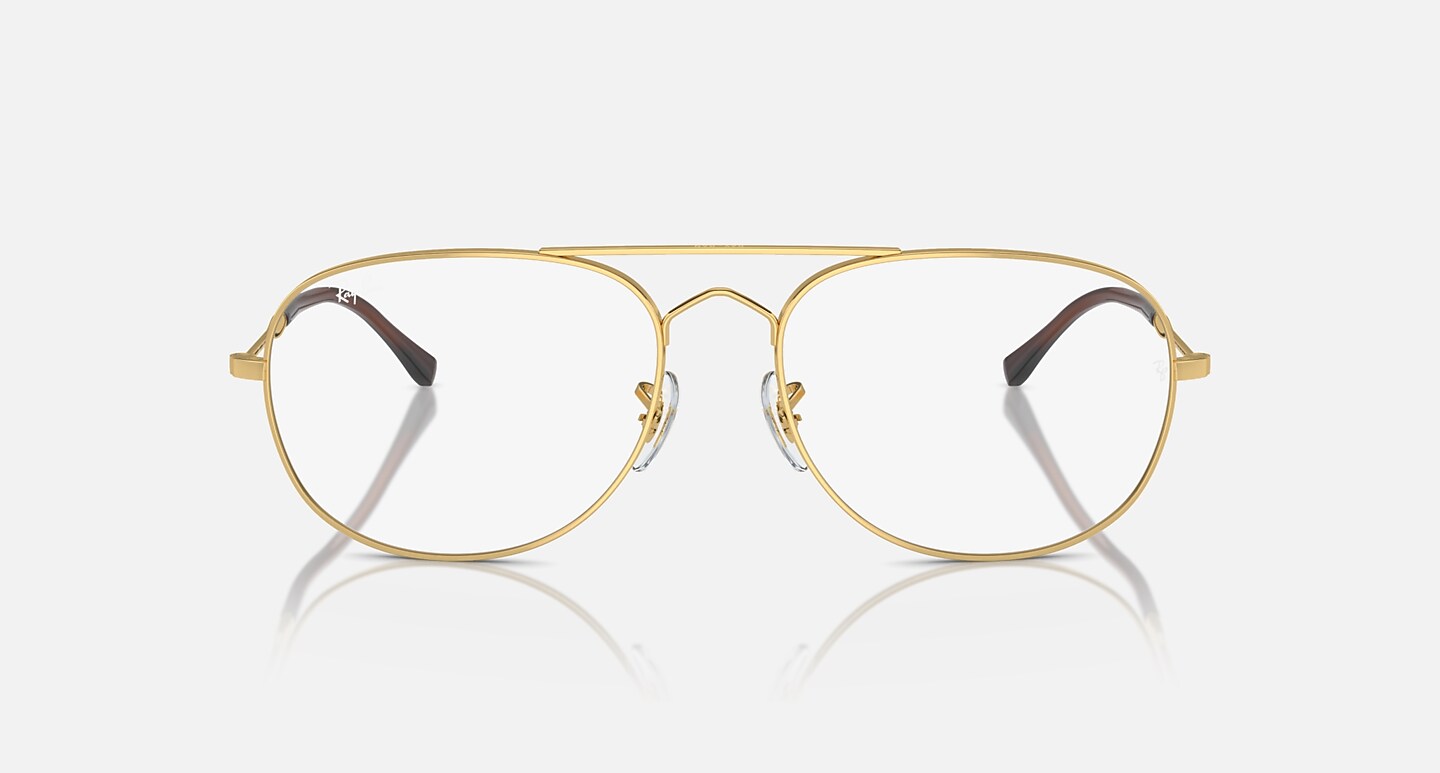 Ray-Ban Óculos De Grau Unisex Bain Bridge Optics - Armação Dourado-arista Lentes Transparente 55-17 Polarizado