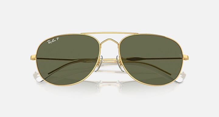 Ray-Ban Sunglasses Unisex Bain Bridge - Arista Gold Frame Green Lenses 60-17 Polarized