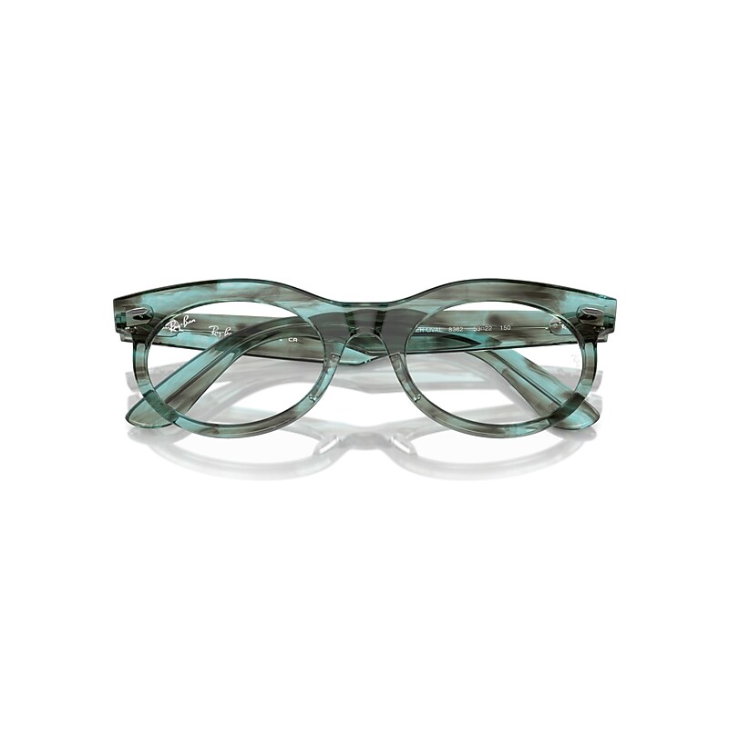 Ray-Ban Wayfarer Oval Optics Eyeglasses Striped Transparent Green Frame Clear Lenses Polarized 50-22