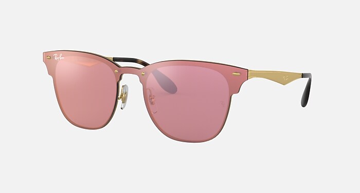 Ray-Ban Clubmaster Gold with Pinkish Lenses Ray-Ban Clubmaster Pink Sunglasses for Men for sale | eBay main image 4